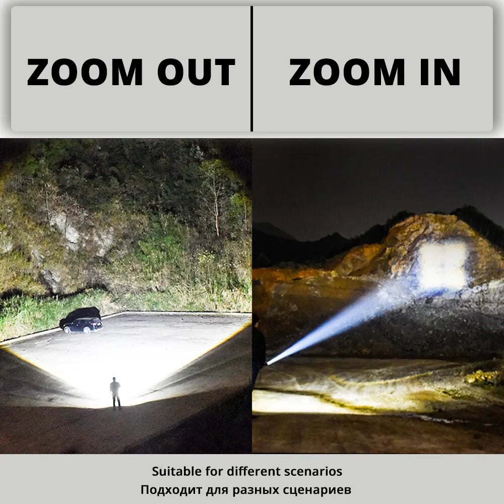 torche poche led rechargeable 15w intense noire étanche modulable modes