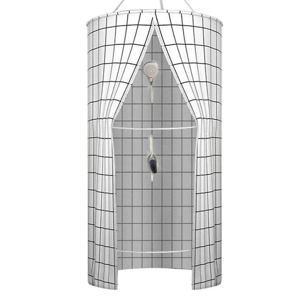 rideau douche relief aimants motif géométrique gris blanc rose decorative enfants