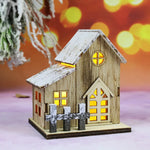 décorations noël miniatures maison bois naturel rustique vintage porte fenêtre led