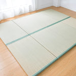 tapis pliable moderne rayures horizontales beige vert clair minimaliste