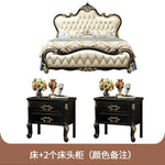lit double bois classique beige doré tête lit tuftée chambre
