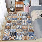 tapis rectangulaire bohème couleurs géométriques velours antidérapant intérieur extérieur chambre cuisine