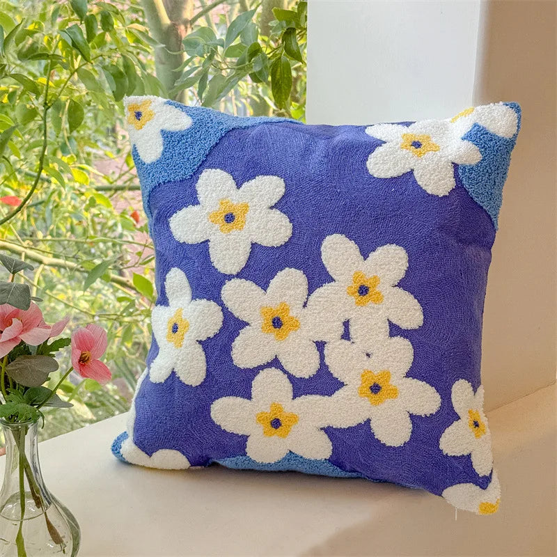 coussins décoratifs brodés motifs floraux 45x45cm polyester adhésifs traditionnels