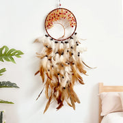 Attrape rêves arbre vie plumes bohème suspension murale décorative cristal