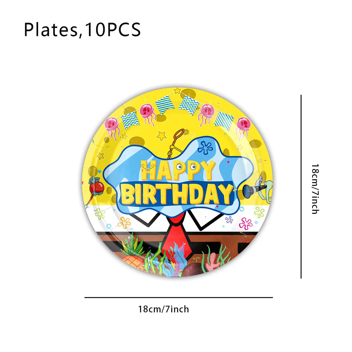 assiettes papier multicolore festives ballons poissons étoiles nappe serviettes gobelets thème anniversaire enfants