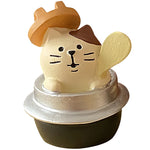 figurine animale kawaii résine blanc marron noir rose gris chapeau ruban bakery open chocolate