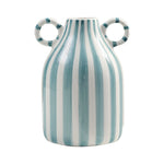 vase moderne céramique rayé bleu clair blanc noir double oreille décoration intérieure fleur hydroponique