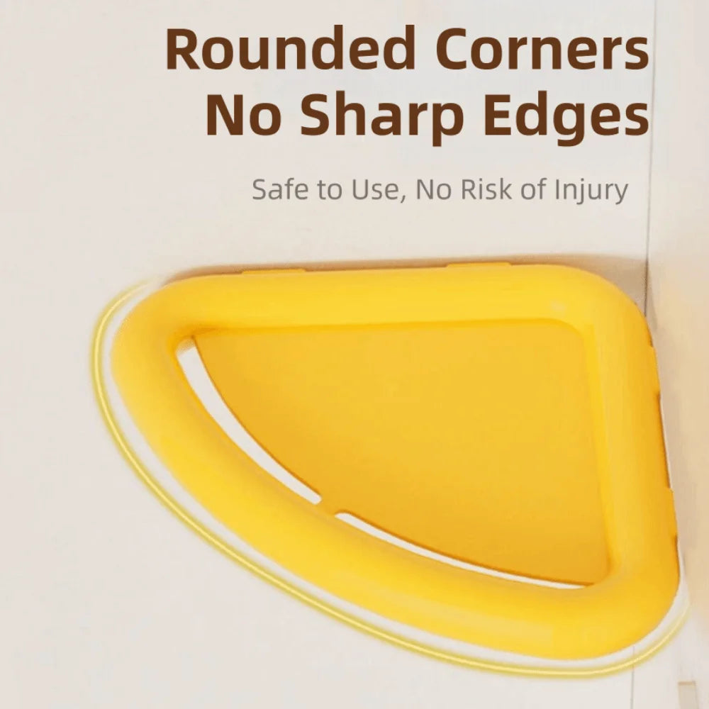 étagère d'angle jaune moderne adhésif réutilisable salle bain plat lisse plastique pvc clips multiple