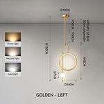 lampe suspendue anneau or noir moderne minimaliste sphère lumineuse chaîne métalliqueflux lumineux haute qualité