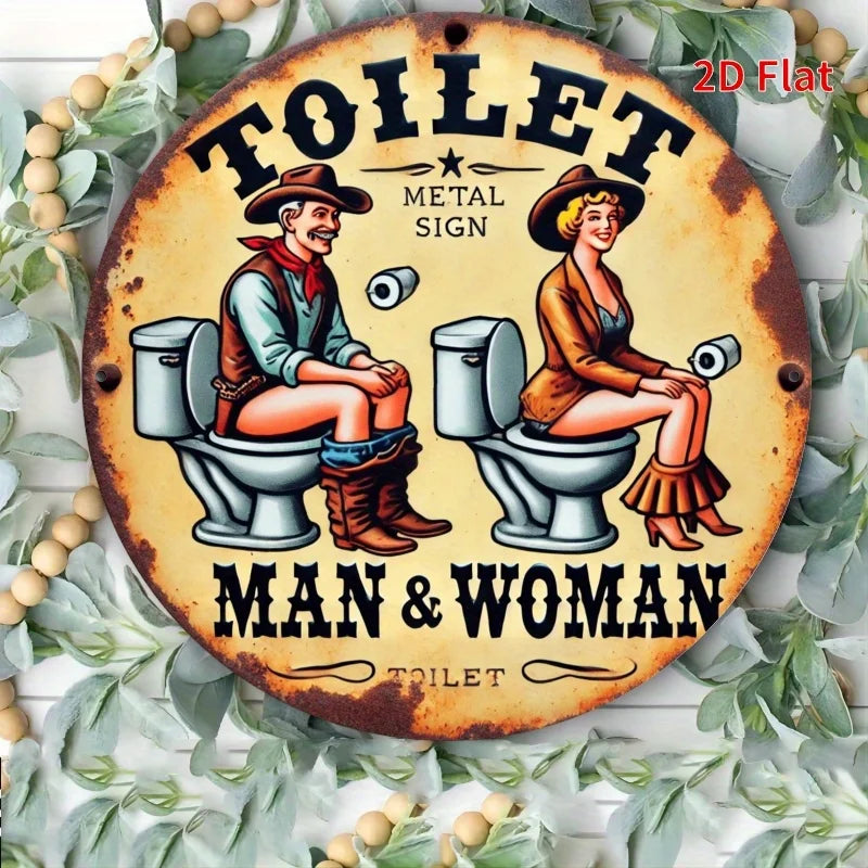 décoration murale vintage plaque métal toilettes homme femme humour écolier anniversaire noël