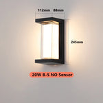 lampe murale led motion sensor extérieure noir moderne étanche ip65 20w