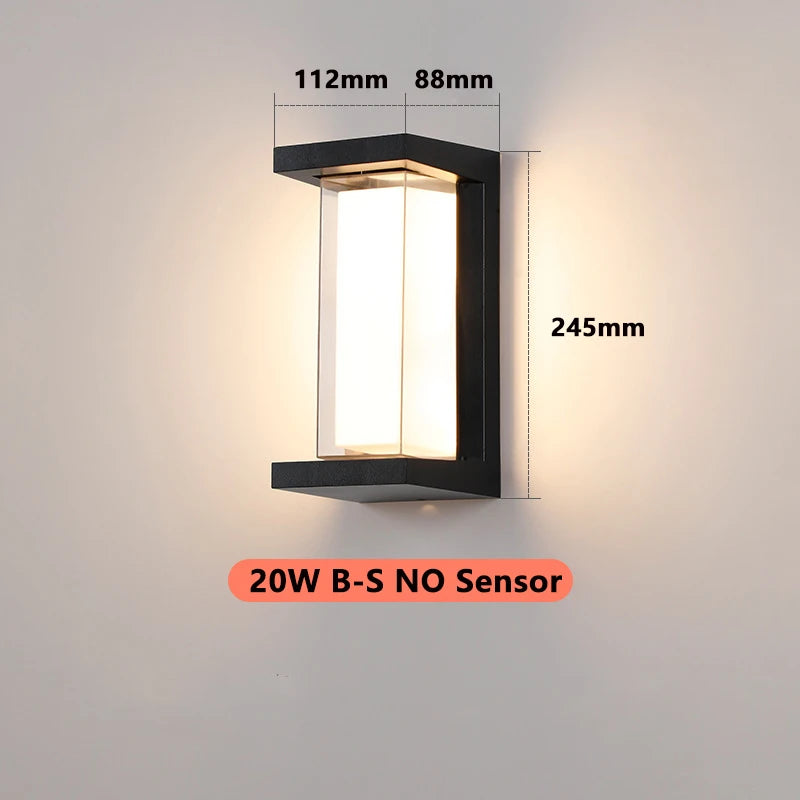 lampe murale led motion sensor extérieure noir moderne étanche ip65 20w