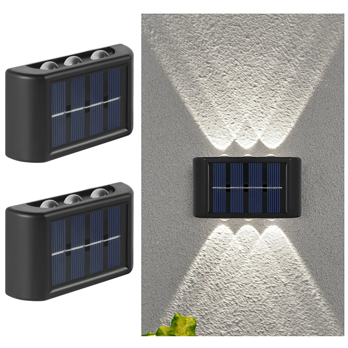 applique murale solaire moderne led jaunes cellules solaires bleues noirextérieur autonomepas cher