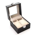 boîte montres simili cuir noir beige verre transparent classique cadenas organisation collection homme