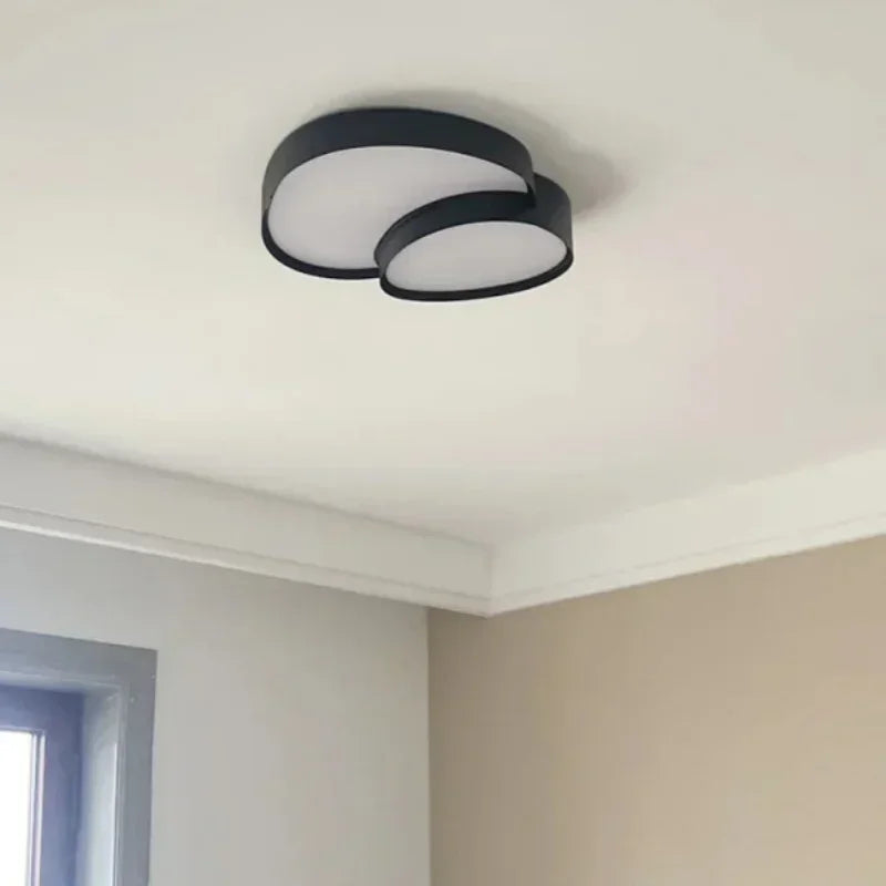 plafonnier led moderne minimaliste blanc noir plusieurs cercles ovales imbriqués fixé éclairage salon chambre