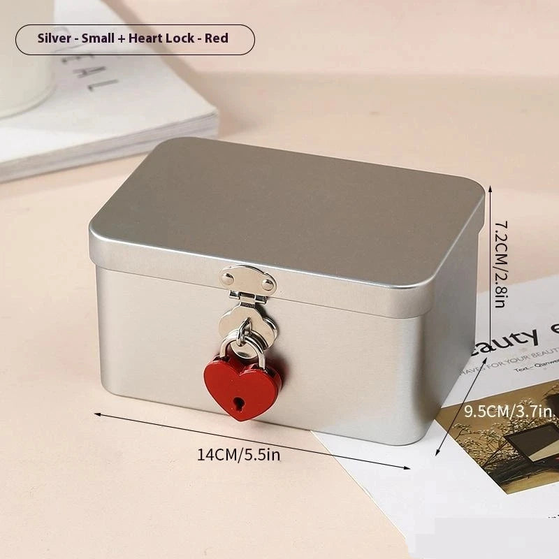 boîtes métalliques grises rangement bijoux rectangle lisses verrouillables classiques poignées métalliques opaques multifonctionnelles