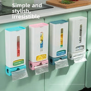 distributeur mural sacs plastiques film alimentaire moderne couleur bleue rose blanc minimaliste fixations murales