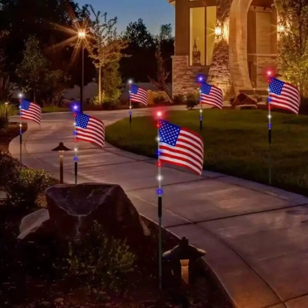 lampes solaires led drapeau américain rouge blanc bleu étoiles rayures modernes extérieures