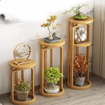 Support de fleurs coloré en bambou avec décoration intérieure