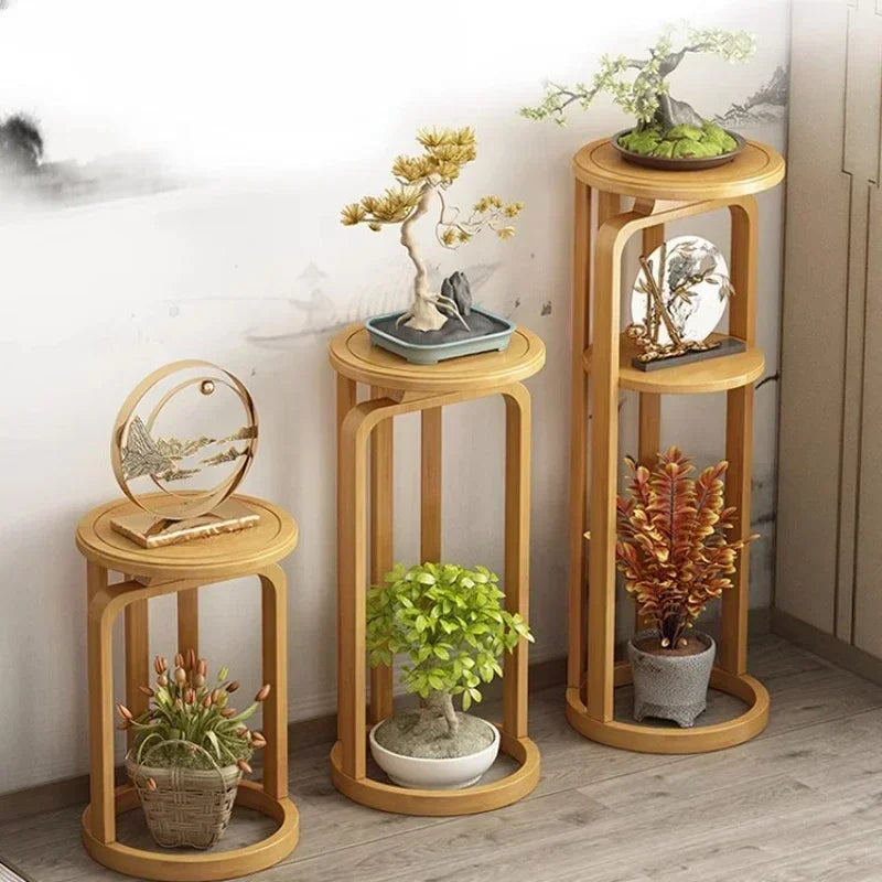 Support de fleurs coloré en bambou avec décoration intérieure