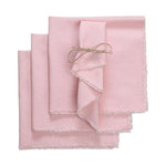 serviettes table vert foncé beige rose blanc uni franges rustique cuisine domestique