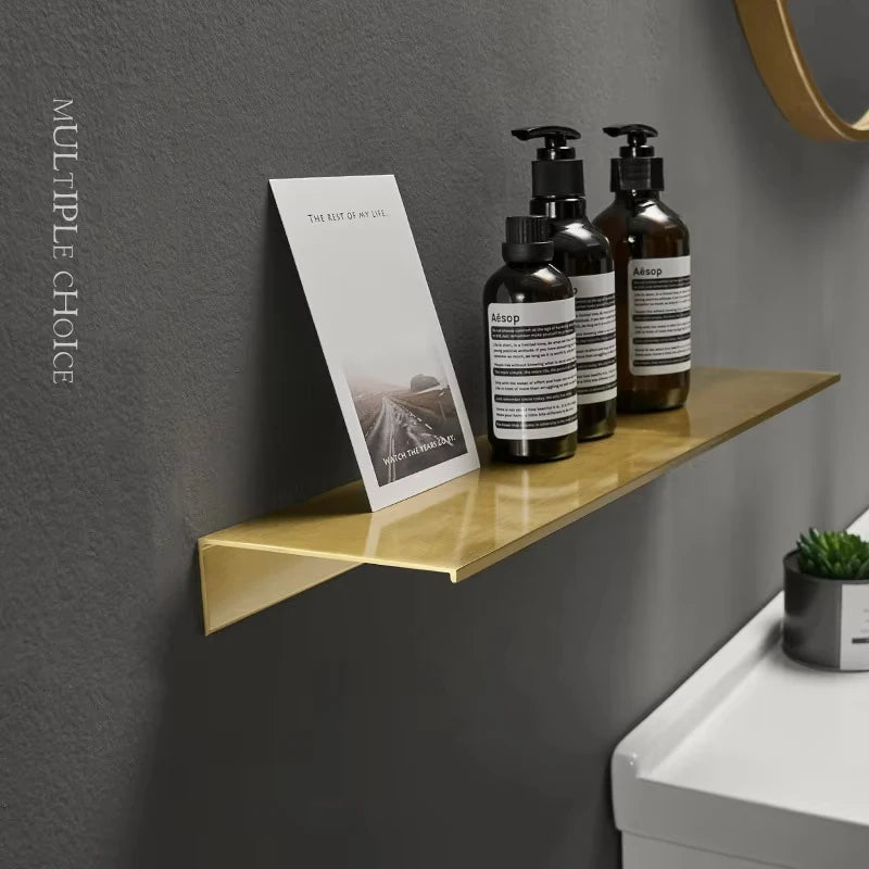 étagères murales modernes or noir blanc aluminium adhésives salle bain minimaliste 30 40 50cm