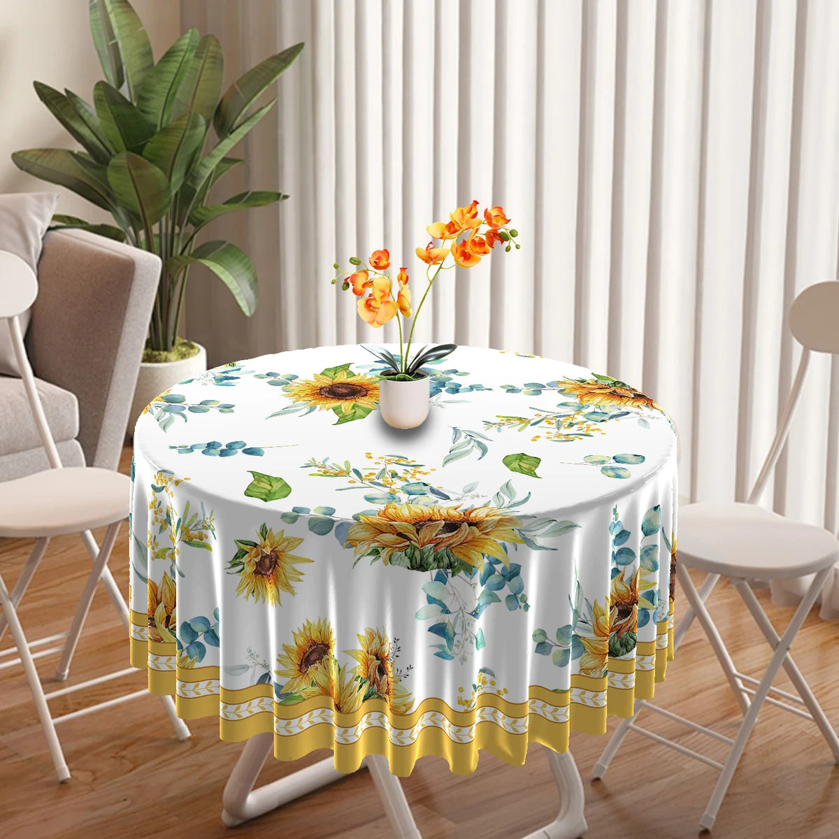nappe table ronde fleur imprimée imperméable polyester classiqueextérieur maison fêtes blanc rose verte