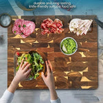 planche découper bois marron carreaux moderne double face légumes viandes kitchen chopping board