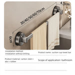 porte serviettes mural gris lisse ventouse acier laqué moderne salle bain non perforant simple