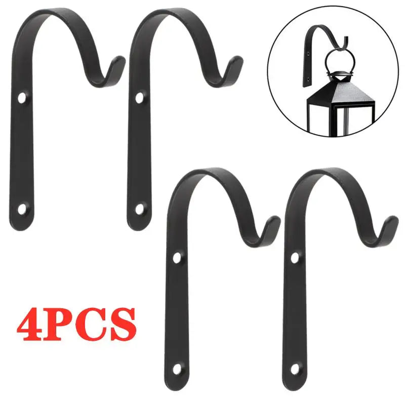 supports muraux industriels crochets métal noir fixations murales plantes suspendues lanternes noires pots fleurs