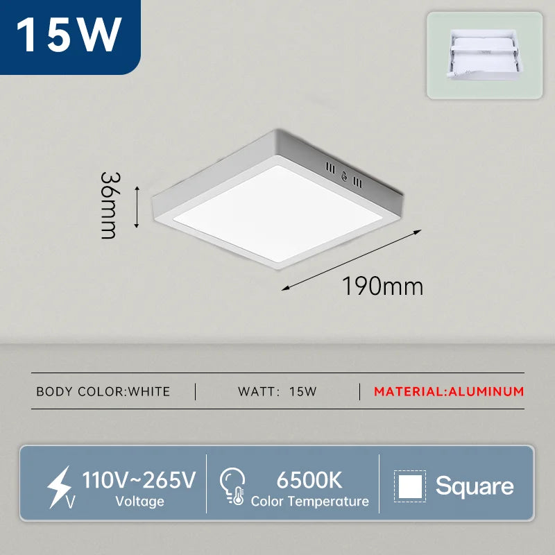 lampe led moderne ultra mince 10w 15w 20w 30w blanc rond carré