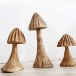 décoration moderne sculpture bois champignons artisanal plante naturelle maisonOpaque beige brun sculpture artisanale