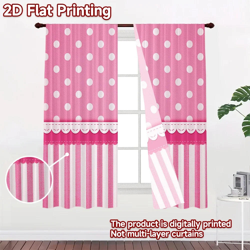 rideau rose pois moderne 100 polyester panneaux bordure dentelée chic ambiance festive salon