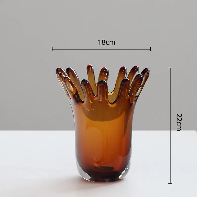 vases modernes marron bleu gris texture organique opaques arrangement table