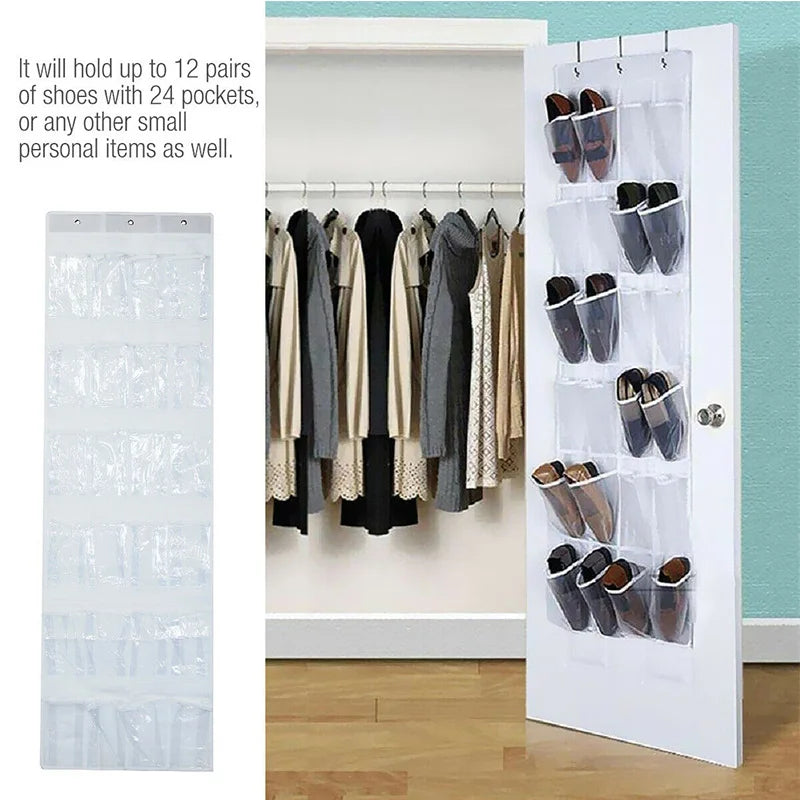 rangement mural porte chaussures 24 poches transparent crochets moderne suspension chambre