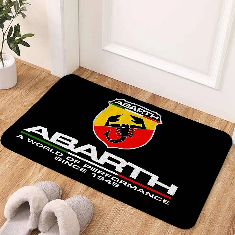 tapis moderne abarth logo scorpion noir rouge salon entrée antidérapant polyester