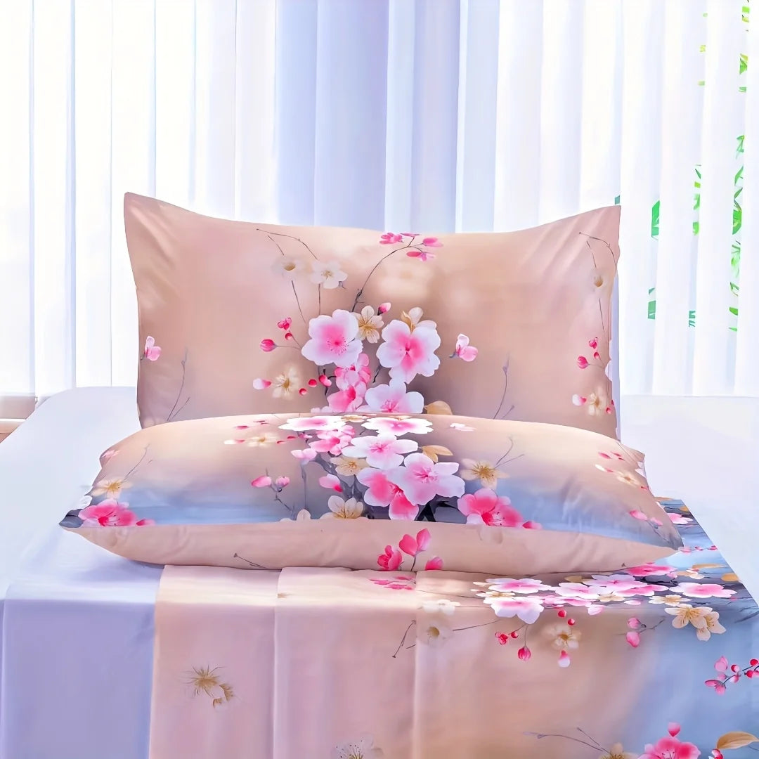 ensemble literie moderne floral bleu clair rose taies d'oreiller couvre lit taille twin full