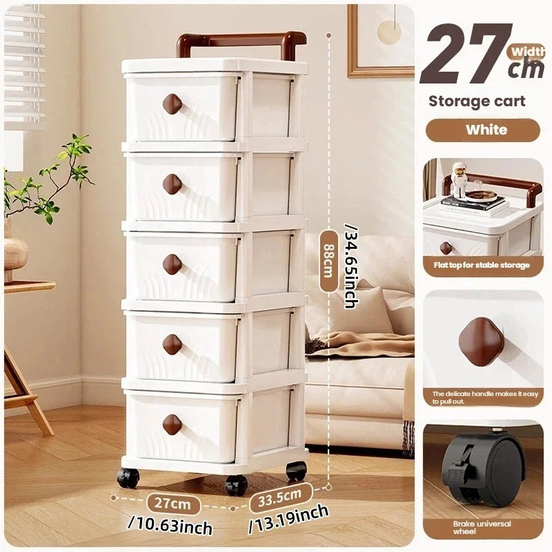 meuble rangement tiroirs roues blanc moderne rayures grises