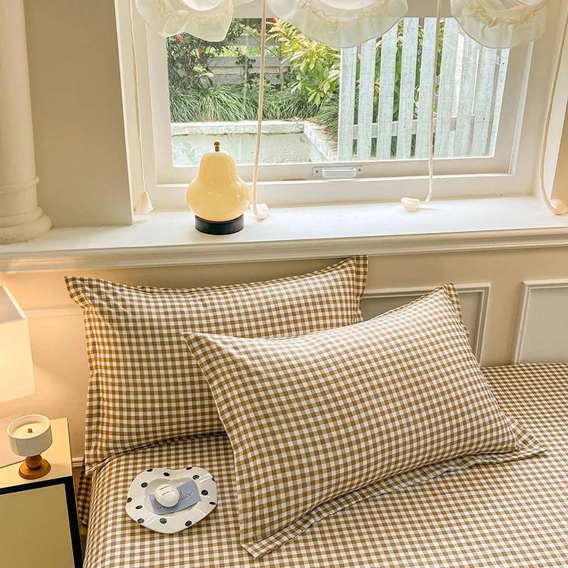 taies d'oreiller classiques carreaux blancs vert olive rose jaune non toxiques environnement polyester haute