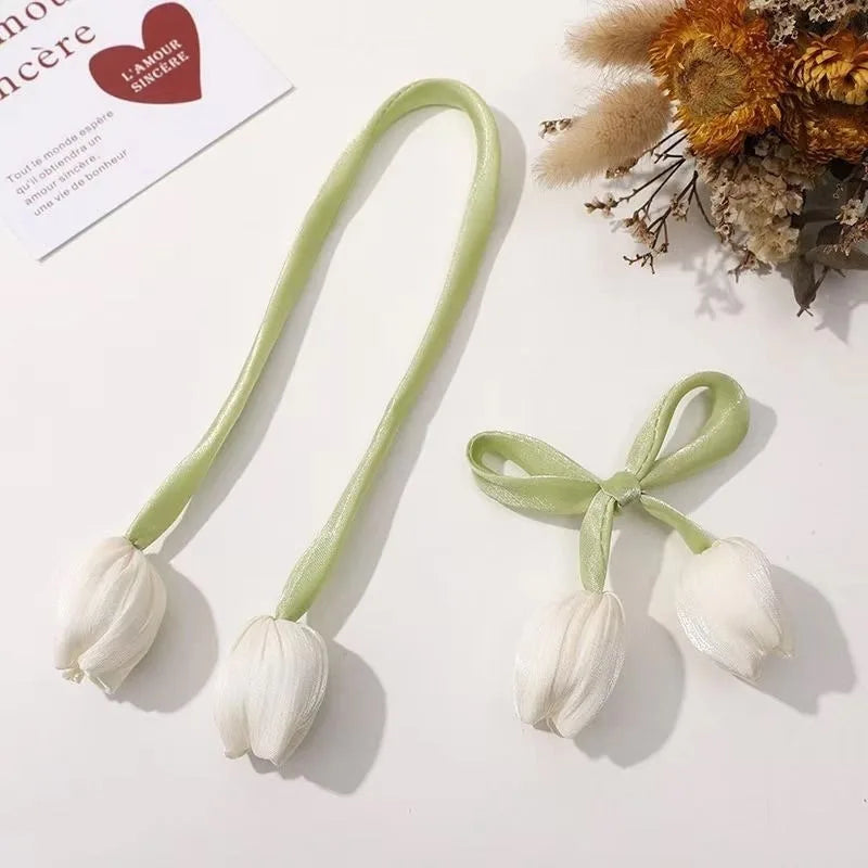 boucles rideau tulipes fleurées vert jaune rose violet blanc décoratives adhésives modernes floral