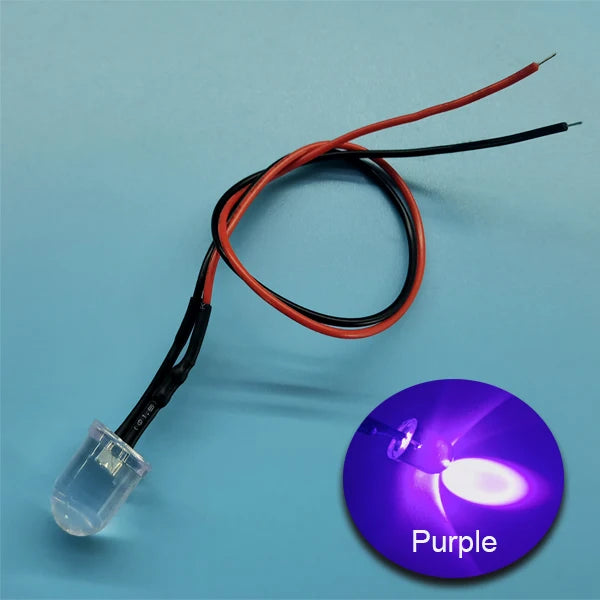 Diodes led rouges bleues vertes transparentes pré câblées 12V ronde modernes 20cm