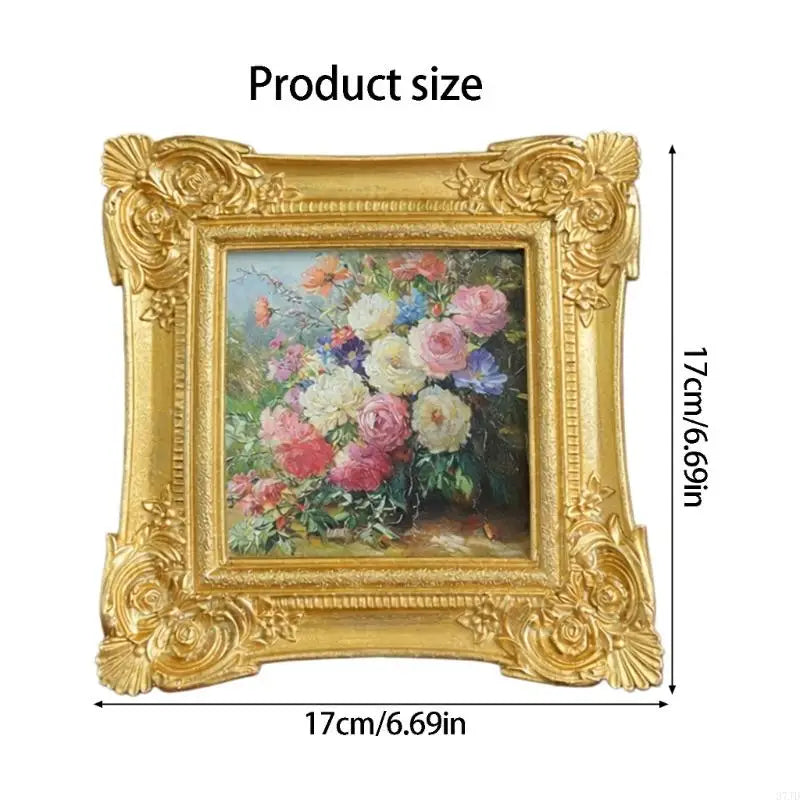 cadre photo or floral transparent baroque support debout motifs sculptésarrière feutrée