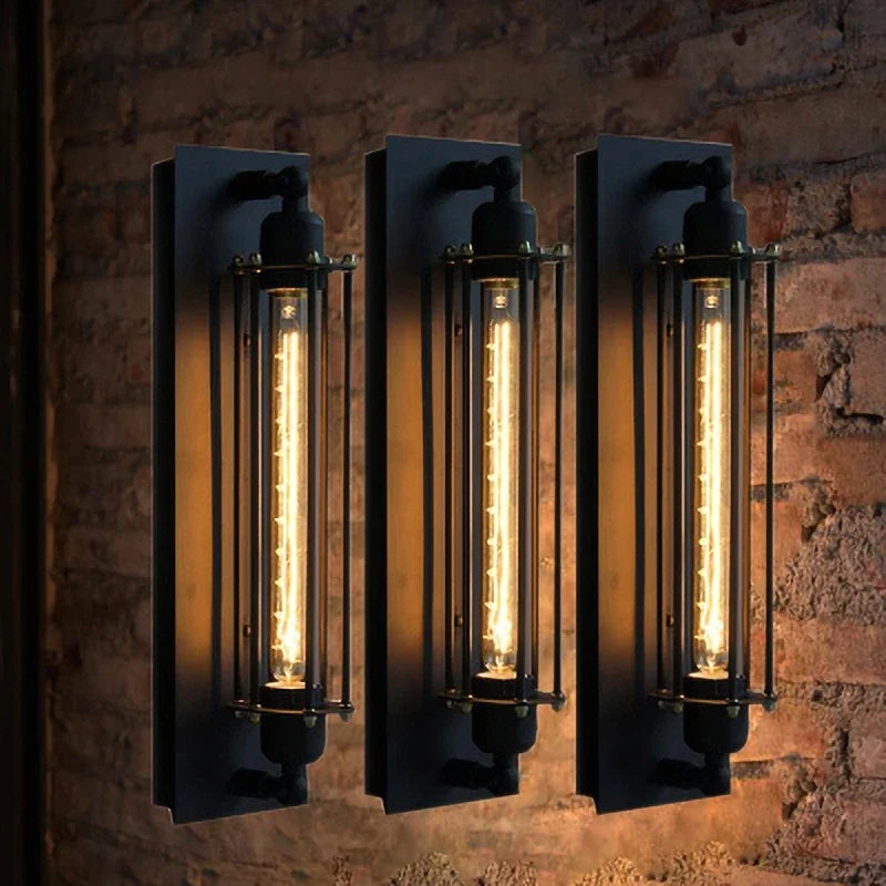 lampe murale industrielle noir mat éclairage led métal chambre salon decoration interieur