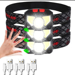 lampe frontale rechargeable led noire camping pêche nuit randonnée mode ajustable ceinture