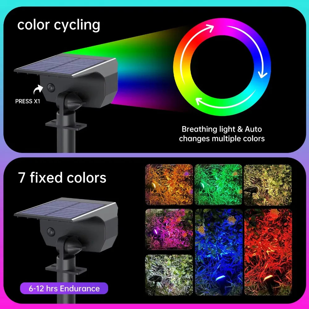 projecteur solaire led 29 couleur changeante ip67 moderne noir matextérieur jardin patio