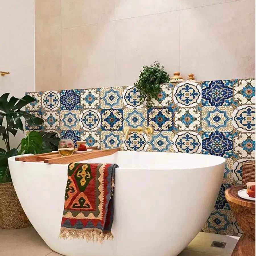 autocollants muraux géométriques motifs floraux vintage ethnique imperméables adhésifs cuisine chambre salon