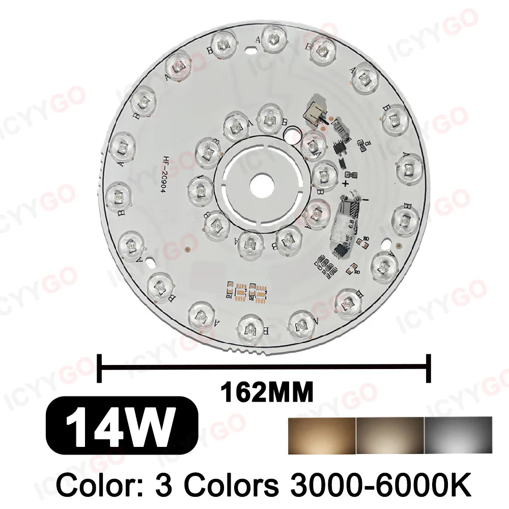 plaque led 12w 108mm 14w 162mm 3000k 6000k argentée moderne diodes circulaires haute luminosité