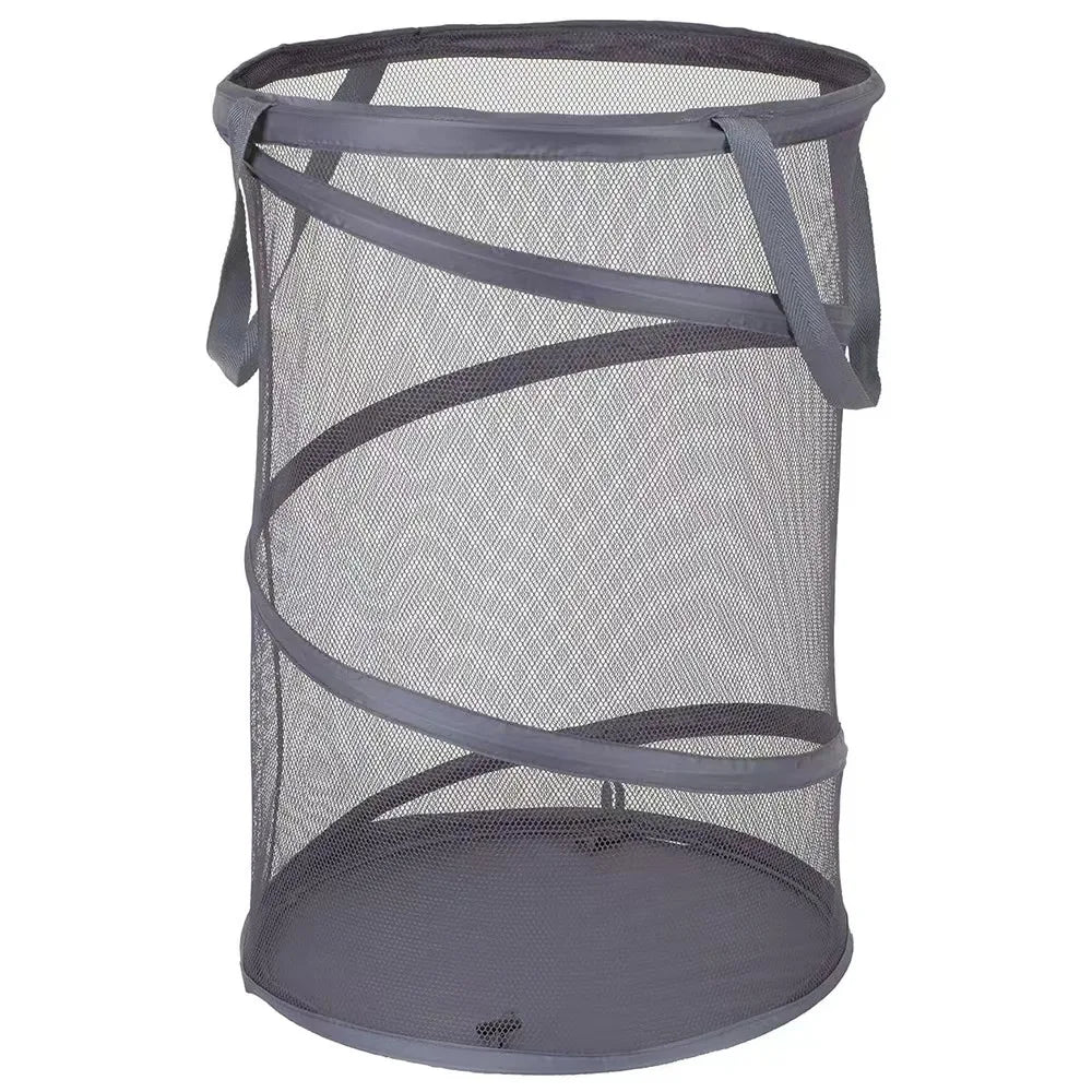 panier linge pliable tissu polyester noir gris blanc moderne semi transparent renforcé poignées