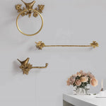 porte serviettes doré ornements floraux oiseaux classique fixations salle bain autocollant