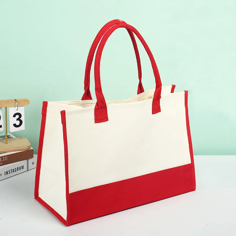 sac main polyester femme moderne blanc vert bleu noir poignées détachables grande capacité patchwork